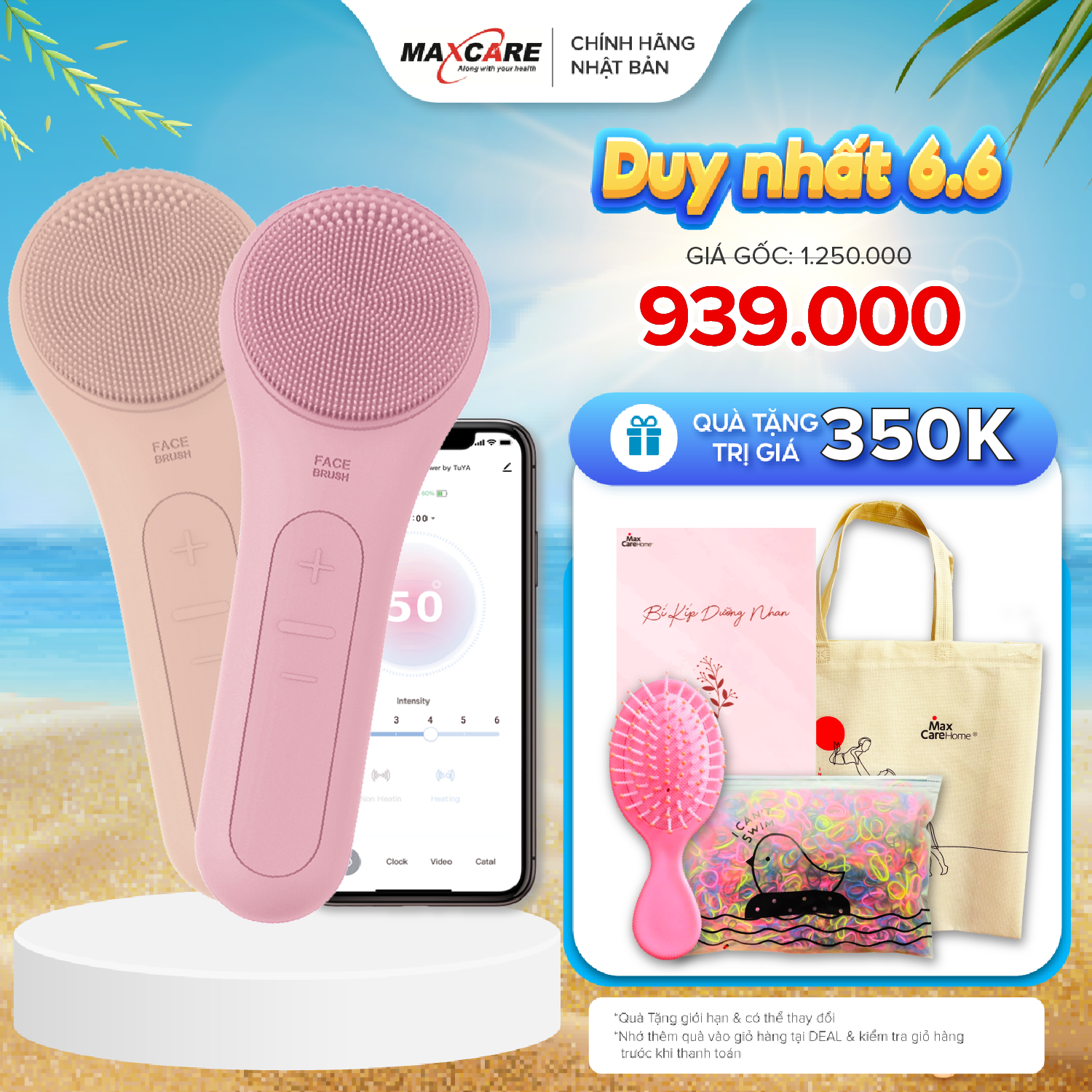 Máy rửa mặt Maxcare Max999 màu Be & Xám thương hiệu Nhật Bản