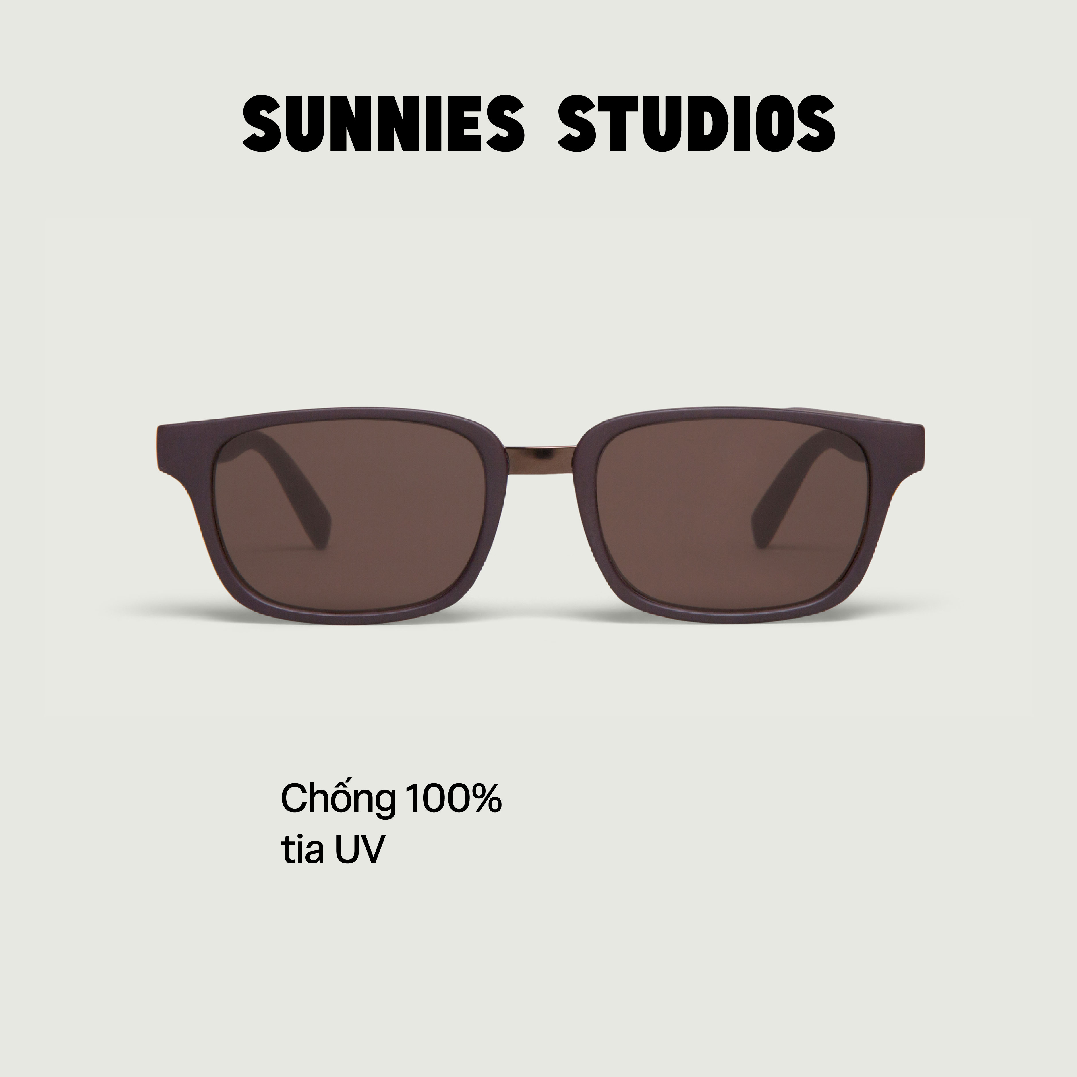 Kính mát Sunnies Studios Gọng Vuông Ridley in Sepia
