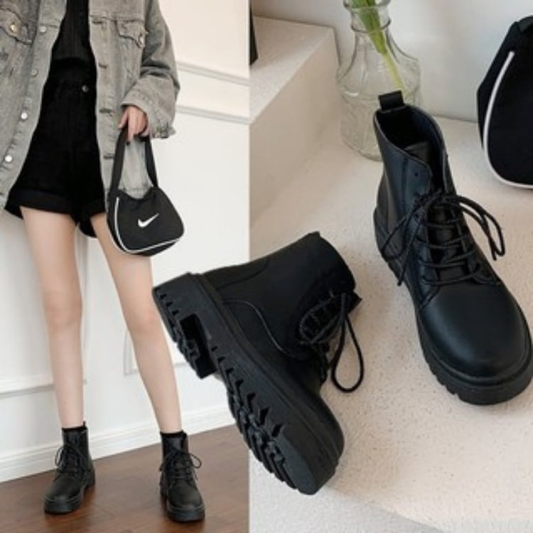 Giày boot nữ ullzang 🧡HÀNG TRUNG🧡 thời trang màu đen full box bill