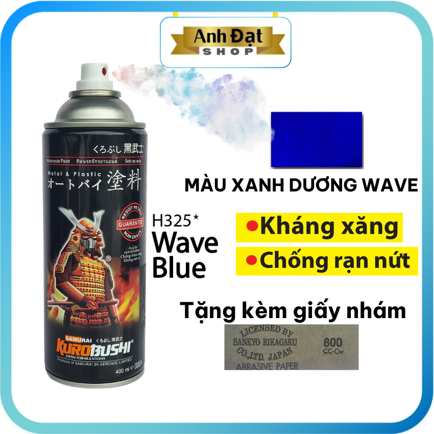 Màu xanh dương wave H325*, dung tích 400ml, có khả năng kháng xăng , chống rạn nứt