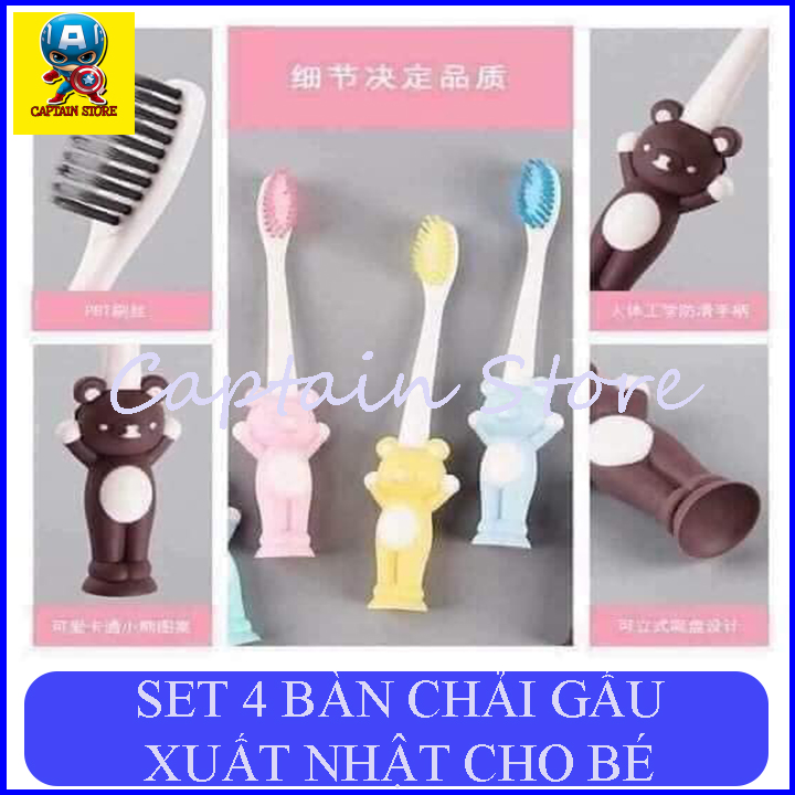 [Hoàn tiền 6%] Set 4 bàn chải đánh răng cho bé Đầu bàn chải nhỏ thuôn tròn Lông bàn chải mềm mịn phủ nano phân tử bạc