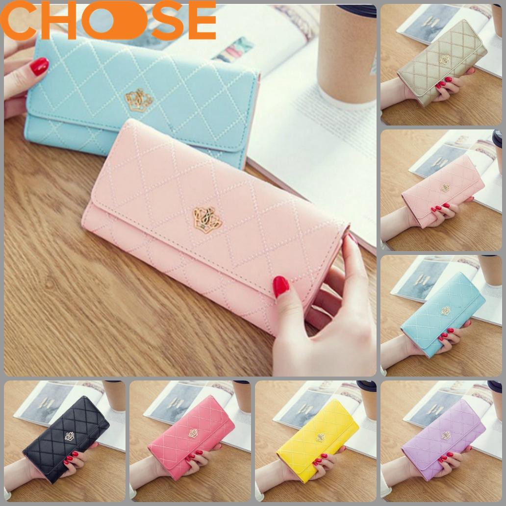 [HCM]Ví Nữ Dài Ví Nữ Cầm Tay Hoạ Tiết Đan Chéo Đính Vương Miện Kèm Trái Tim Nhỏ BB0902