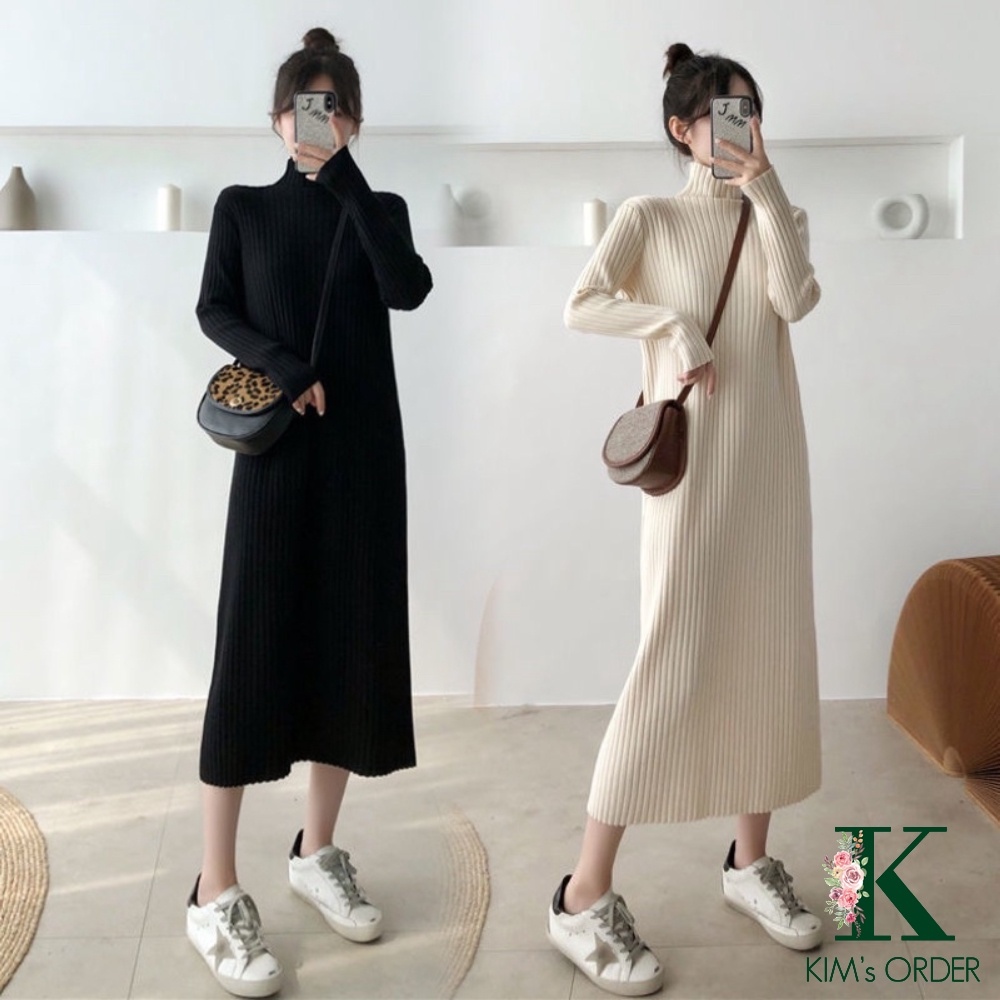 Váy Len Nữ Dáng Dài Suông Đầm Len Cổ Lọ Màu Đen Be Nâu Basic Phom Rộng Hàng  Quảng Châu Cao Cấp Style Hàn Quốc | Lazada.Vn