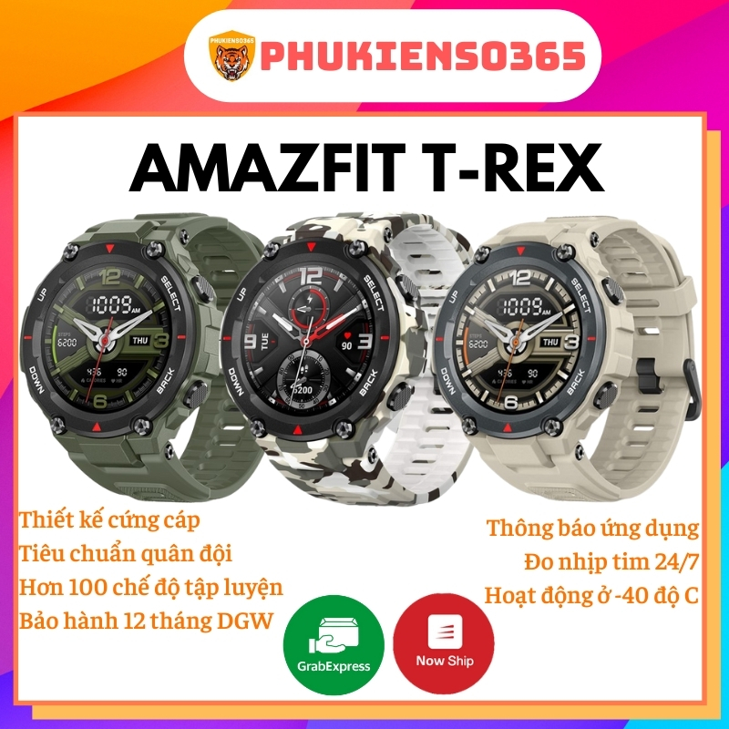 Đồng hồ thông minh tiêu chuẩn quân đội Xiaomi Amazfit T-Rex Quốc Tế - BH 12TH DGW