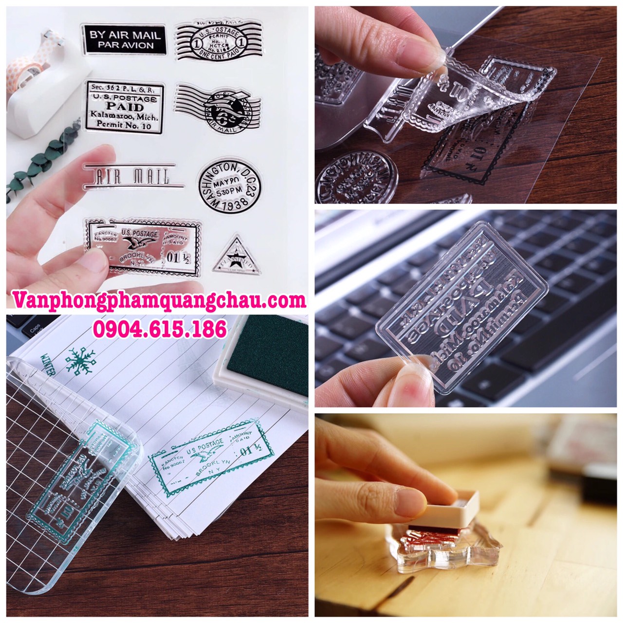 Khuôn dấu trong in mực - Clear Stamp - Kèm hộp mực 4cm x 4cm - (01 tấm)