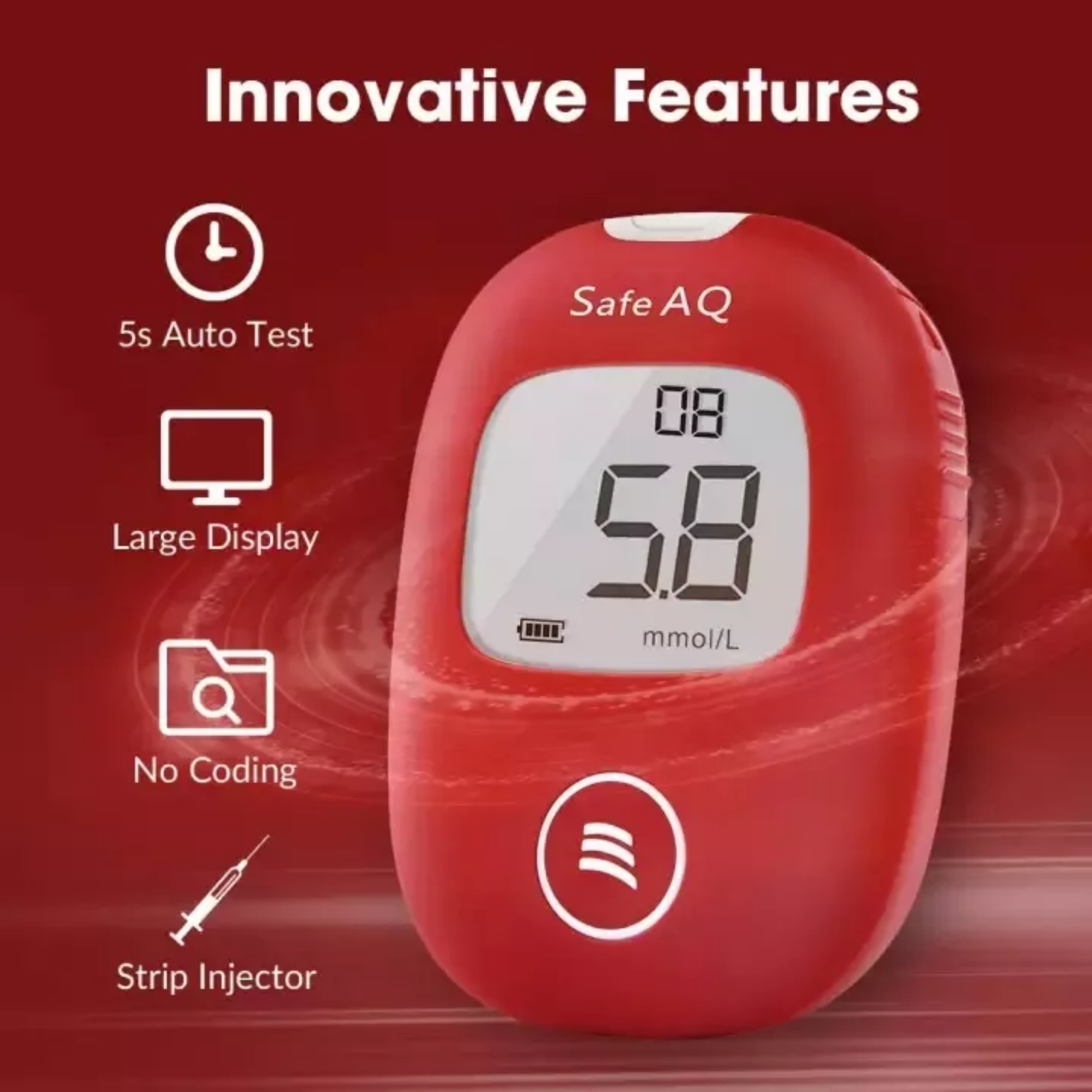 Máy đường huyết Safe AQ sinocare công nghệ Đức, bản CAO CẤP, tặng 25 que thử và 25 kim lấy máu