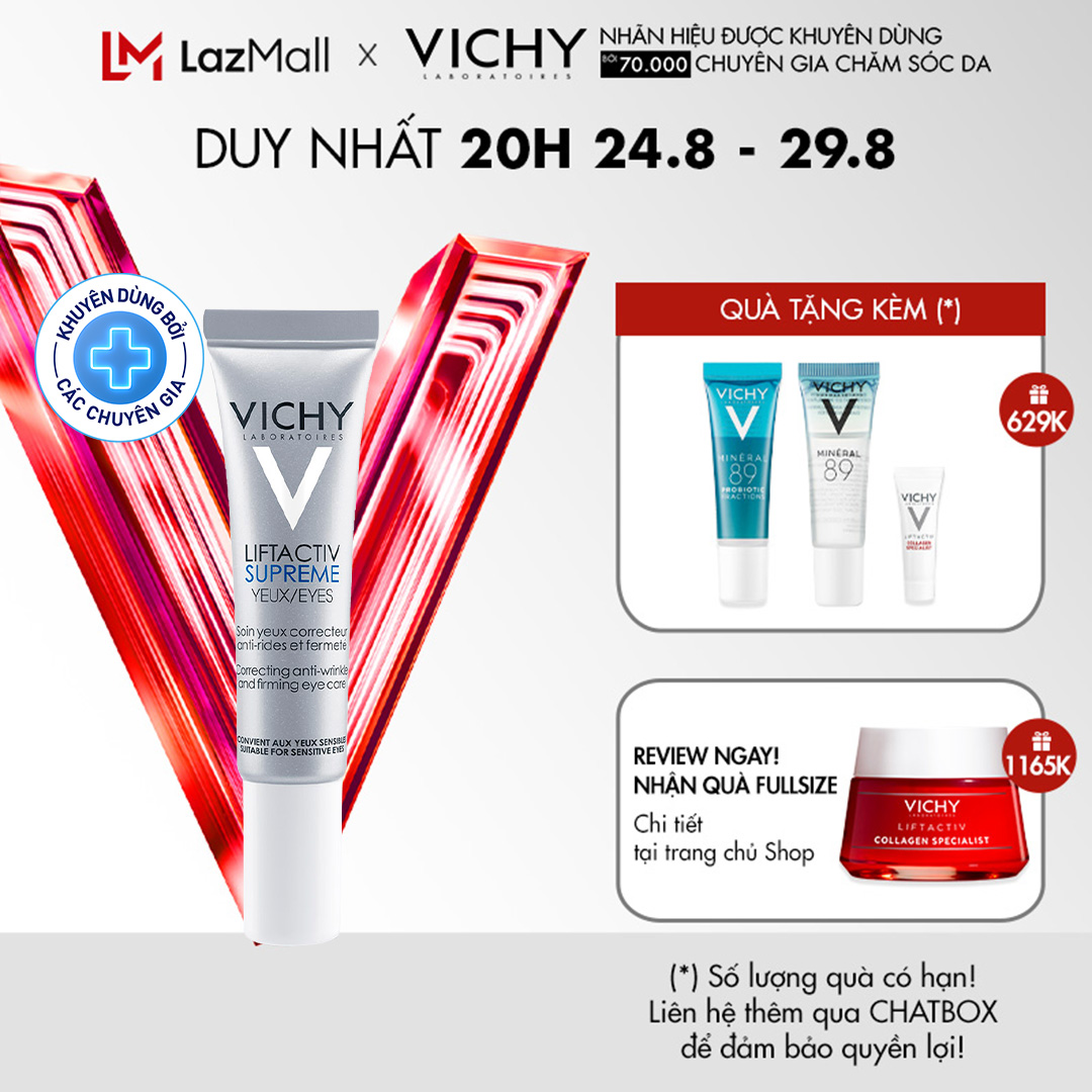 Kem dưỡng giảm nếp nhăn & săn chắc da mắt Vichy Liftactiv Eyes Supreme Anti-Wrinkle & Firming Care