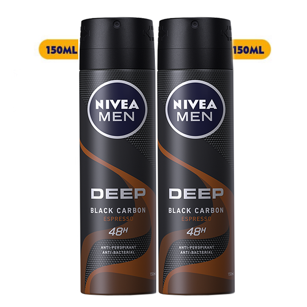 Bộ 2 xịt ngăn mùi nivea than đen hương espresso