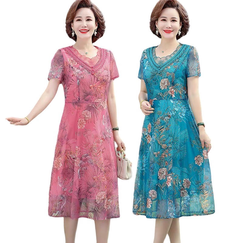 Đầm trung niên, váy trung niên mẫu mới V46