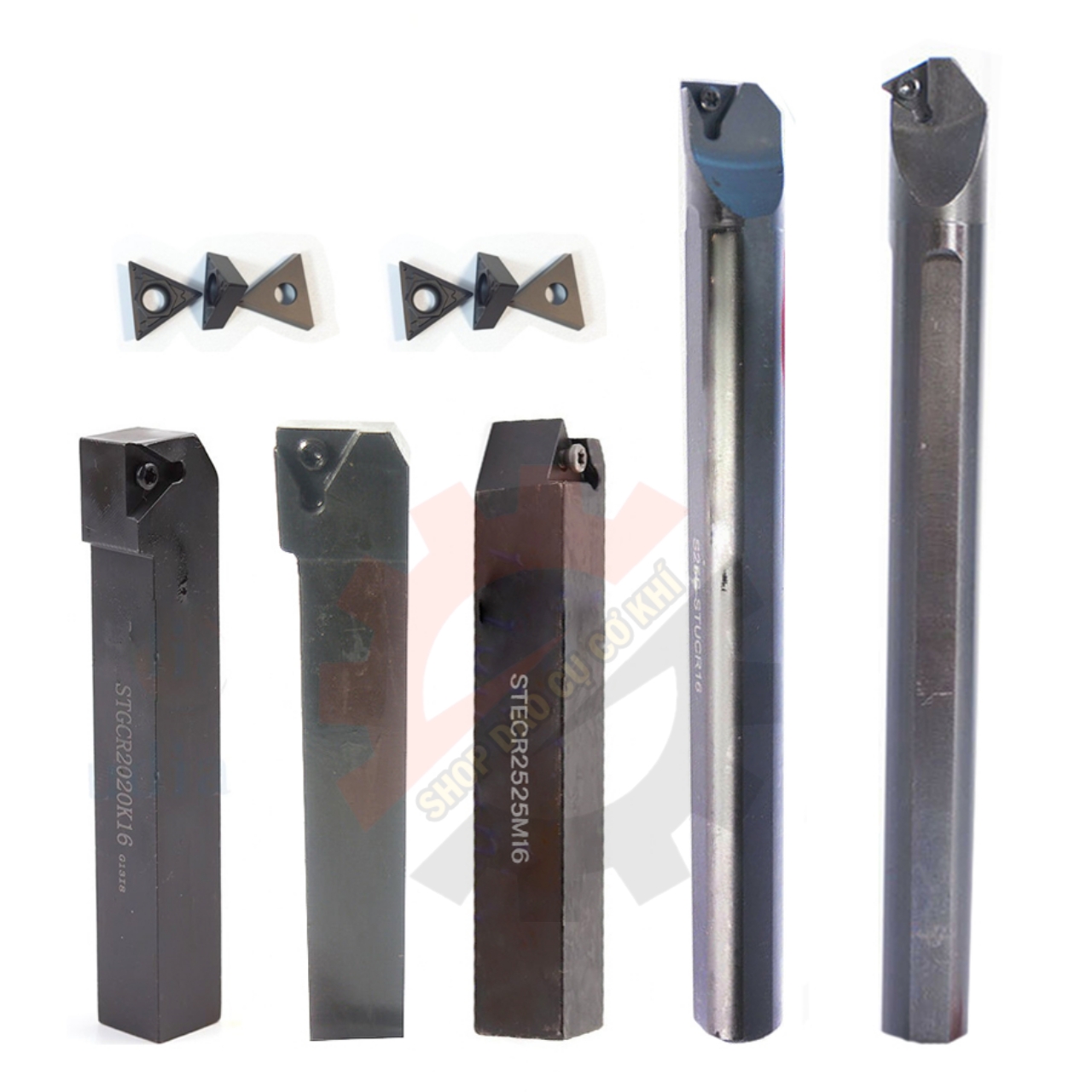 Cán dao chạy ngoài, móc lỗ dùng để lắp mảnh chíp tiện TC16/TCMT16 đầy đủ hướng và kích thước