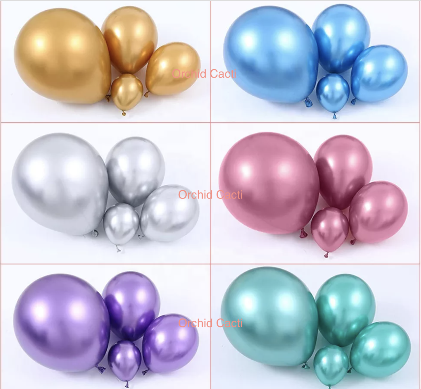 (12inch) Bịch 50 Bong bóng Siêu Nhũ mạ Chrome 12inch đủ màu - bơm to đạt (30cm -35cm) - trang trí ti