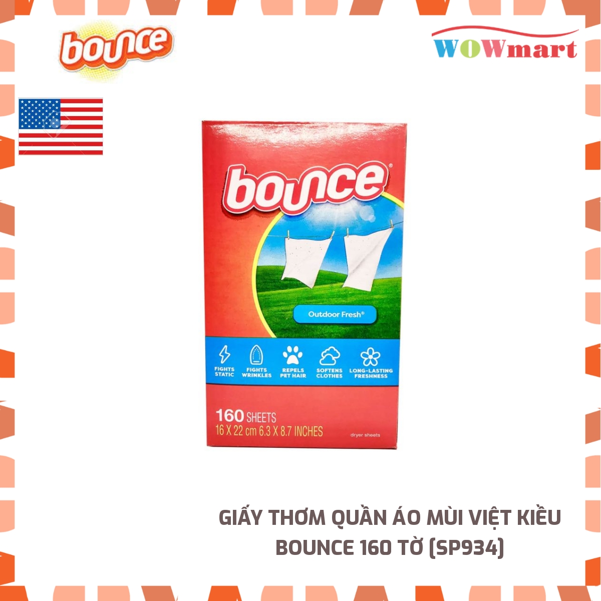 Giấy thơm quần áo mùi Việt Kiều Bounce 160 tờ