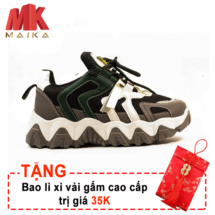 Giày Sneaker Đế Cao MKS186GY Xám cá tính mạnh mẽ, phù hợp đi học, du lịch, dạo phố, độn đế, đôn đế MK MAIKA + Tặng bao lì xì vải gấm cao cấp