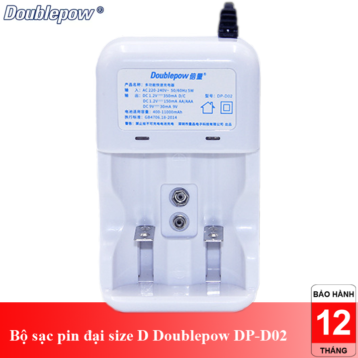 Bộ sạc đa năng pin tiểu pin đũa AA-AAA, pin 9V, pin trung, pin đại Doublepow DP-D02