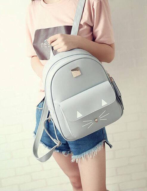 [HCM]Balo Thời Trang Da Mini Mèo Mắt Trắng Cực Cute