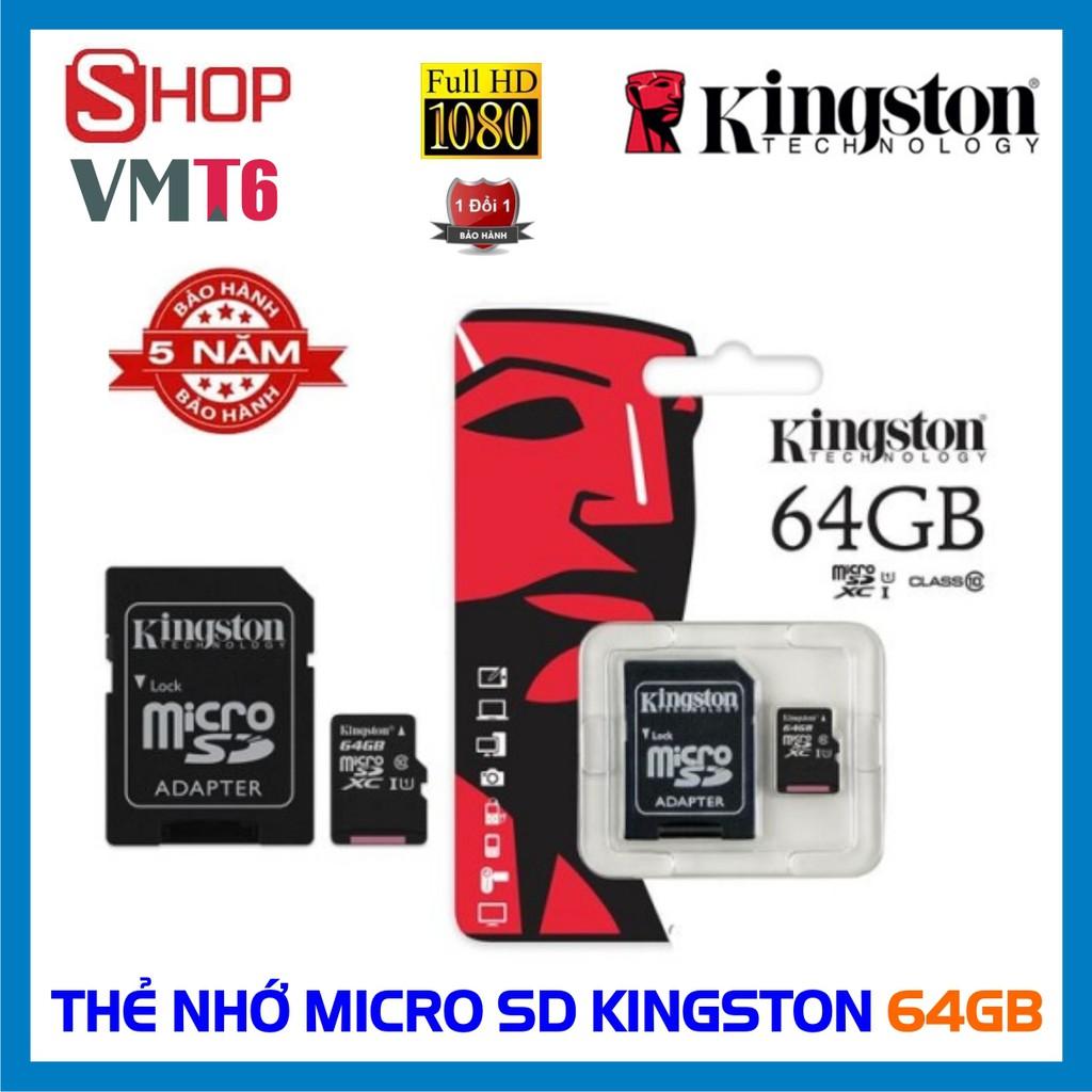 Thẻ nhớ 64gb kingston microsd class 10 - bảo hành 5 năm !