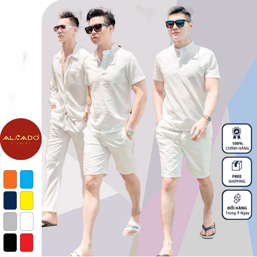 Áo đũi xước nhật cổ đức cao cấp quần đùi nam nữ Chất siêu Mềm mát du lịch hè - ALCADO