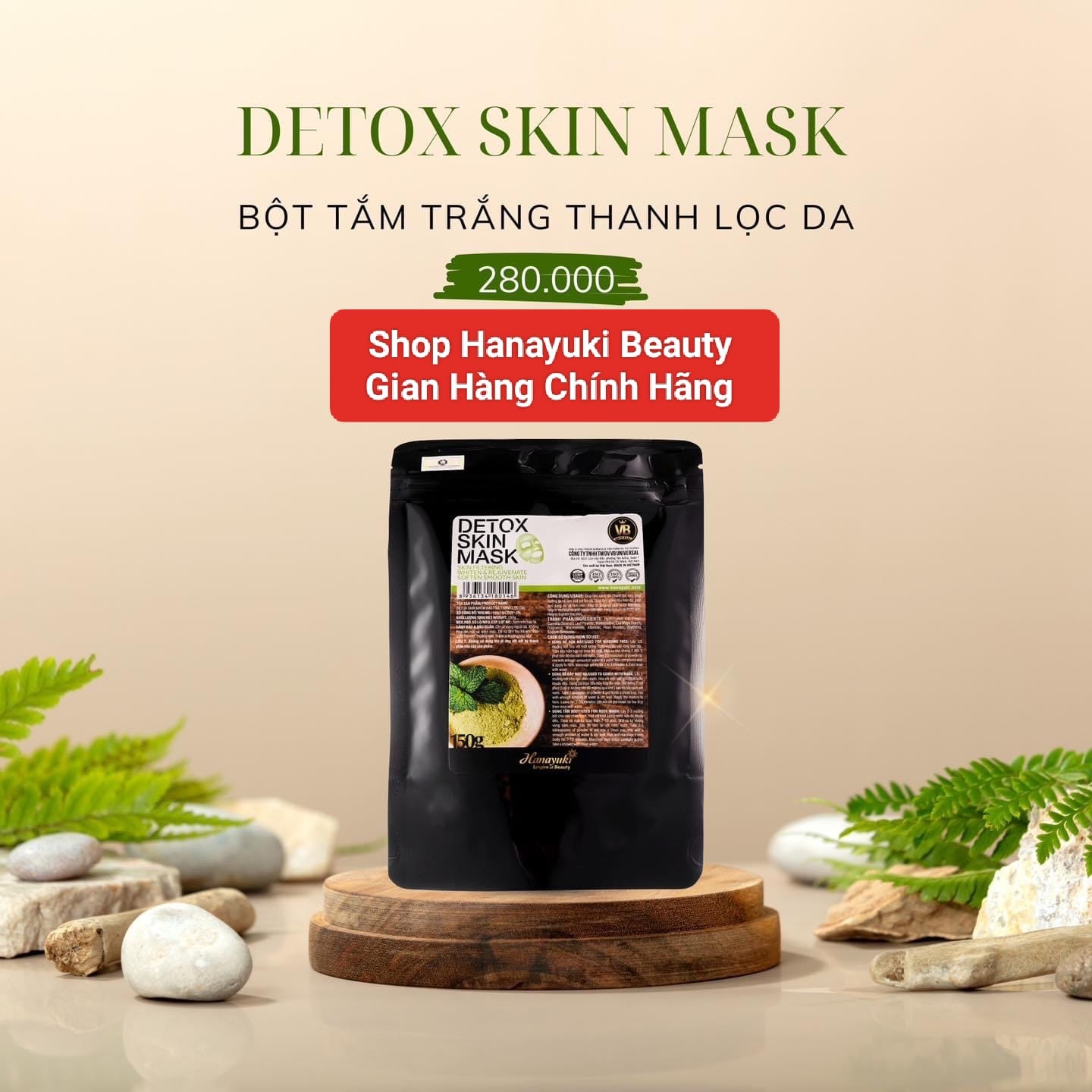 [TẶNG QUÀ + GIẢM VOUCHER 8%] [Hanayuki Date 2026] Bộ đôi siêu trắng body bột Detox skin mask và kem dưỡng trắng Hana white body