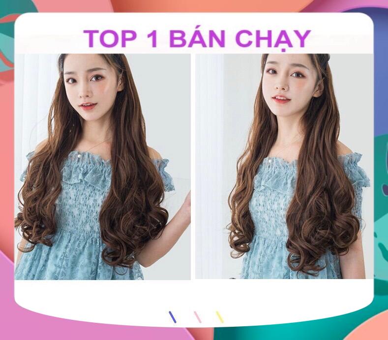 Kẹp tóc giả xoăn sành điệu nặng 200g dài 55-60cm