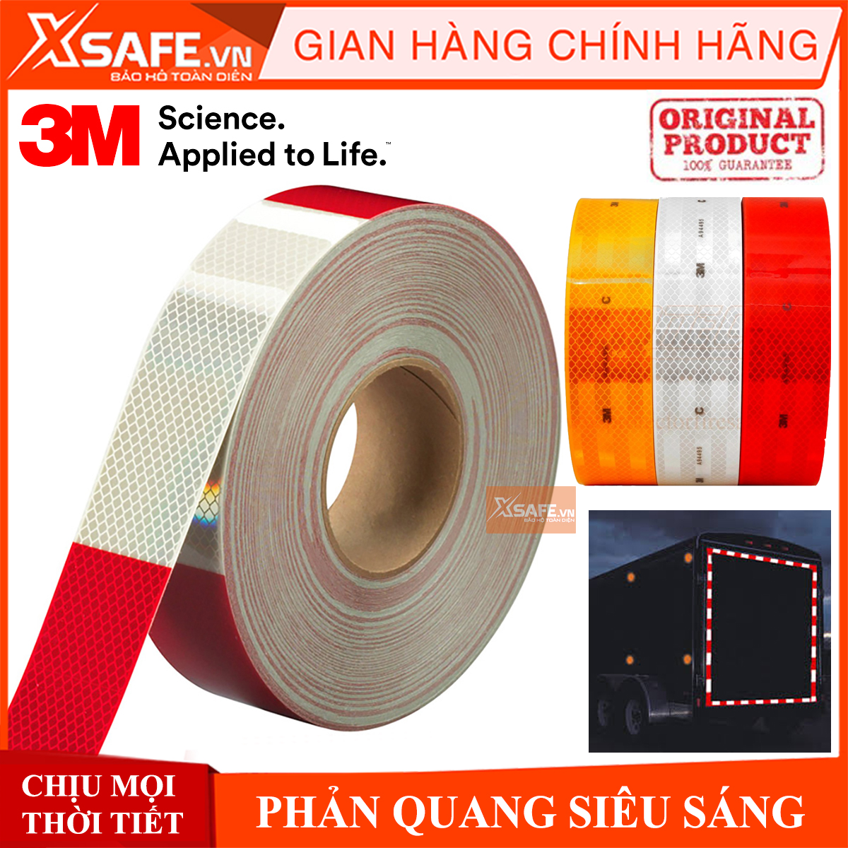 Decal phản quang 3M 983Băng keo phản quang siêu sángchịu được thời thiết khắc nghiệt (2 dây 45cm)