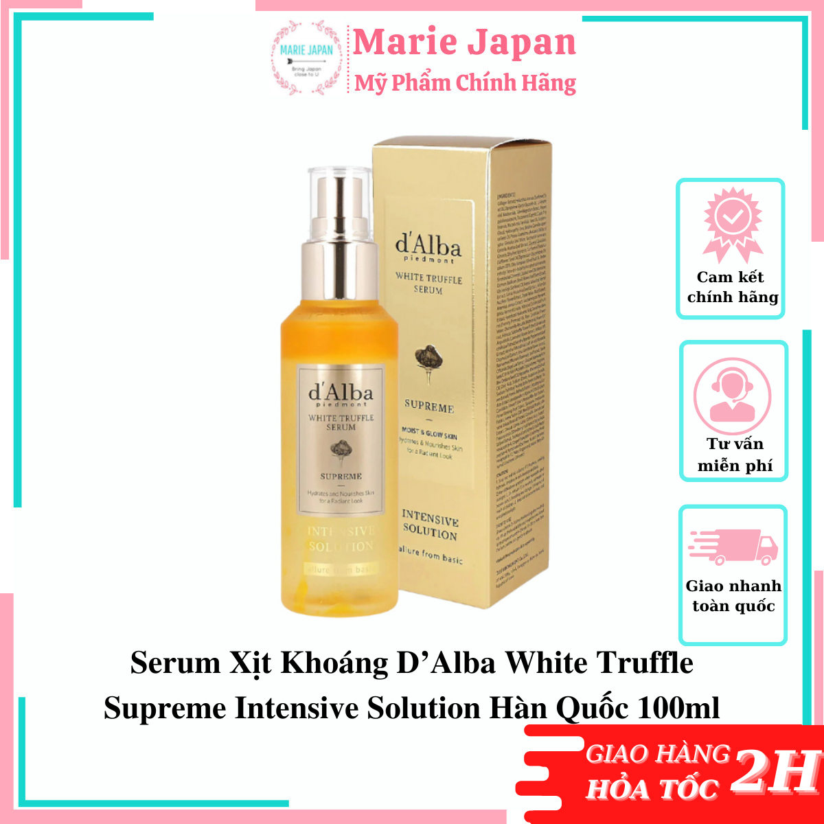 Serum Xịt Khoáng D Alba White Truffle Supreme Intensive Solution Hàn Quốc