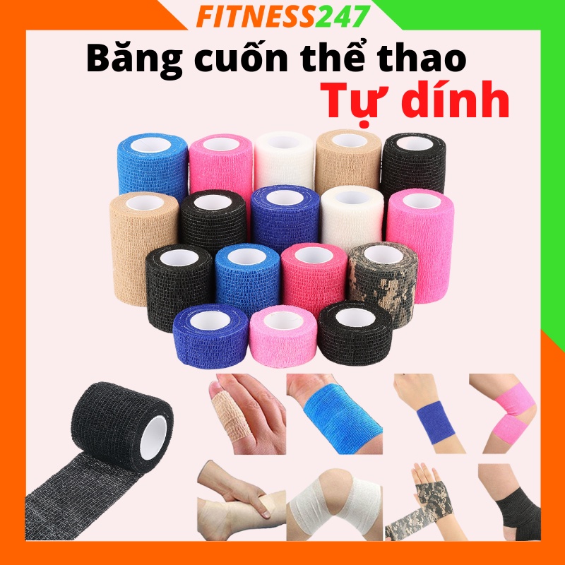 Băng cuốn thể thao tự dính Băng dán cổ tay cổ chân thể thao chất liệu vải không dệt chống chấn thương bảo vệ cơ khớp