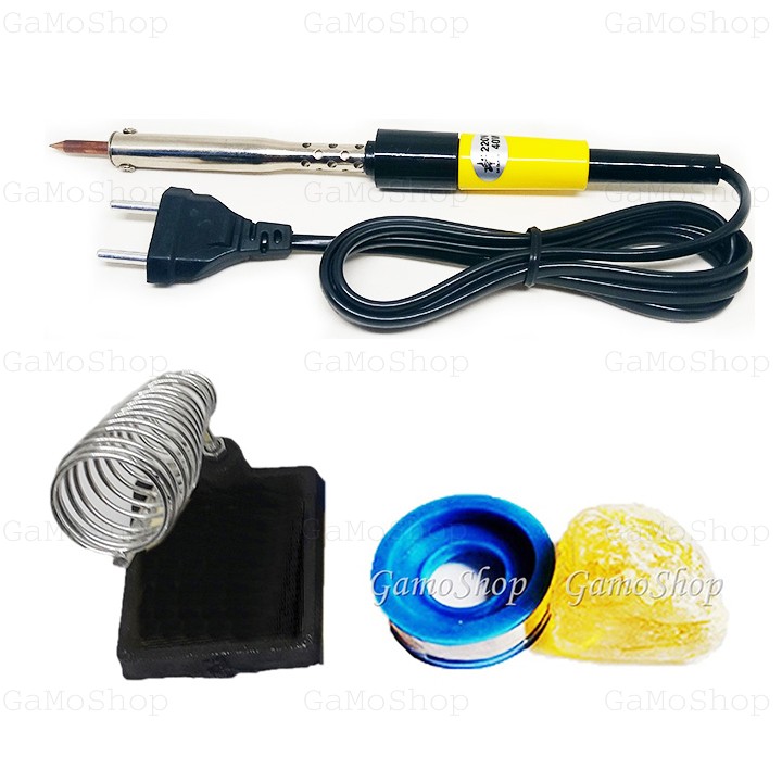 [HCM]Bộ 4Q- Mỏ hàn chì Cao Cấp 40W Bá Quang + Chì hàn Nhựa thông Gác mỏ hàn GaMoShop