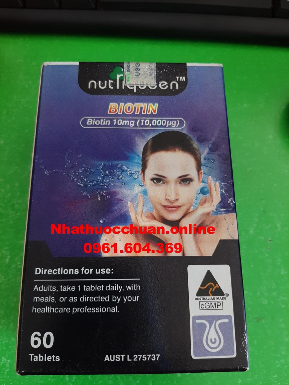 Viên giúp giảm rụng tóc, khỏe da, bền móng BIOTIN NUTRIQUEEN ( Hộp 60 viên)