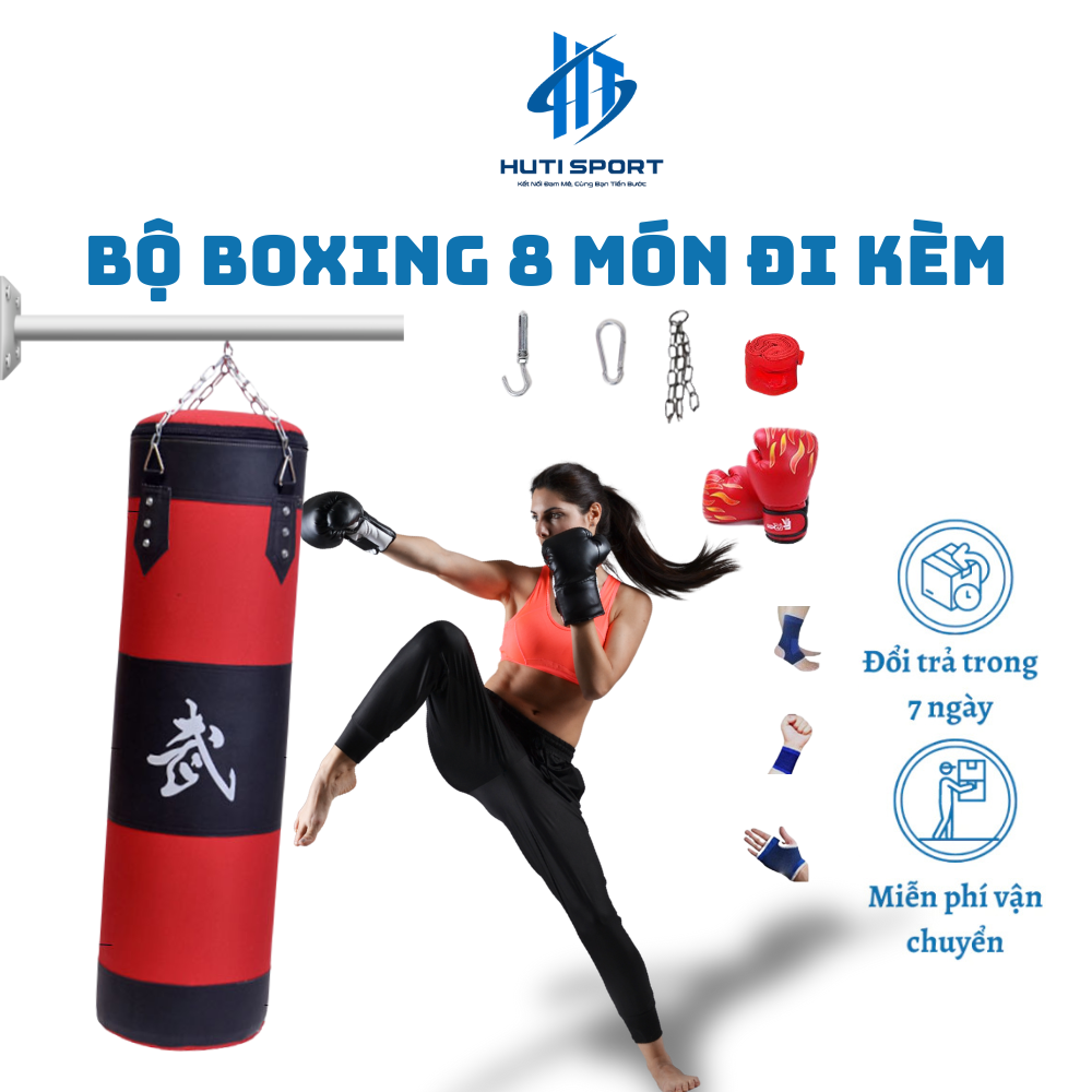 Vỏ Bao Cát Tập Võ Cho Trẻ Em & Người Lớn Tặng Kèm Găng + Phụ Kiện Đầy Đủ, Bao Cát Boxing Võ Thuật, Muay Thái