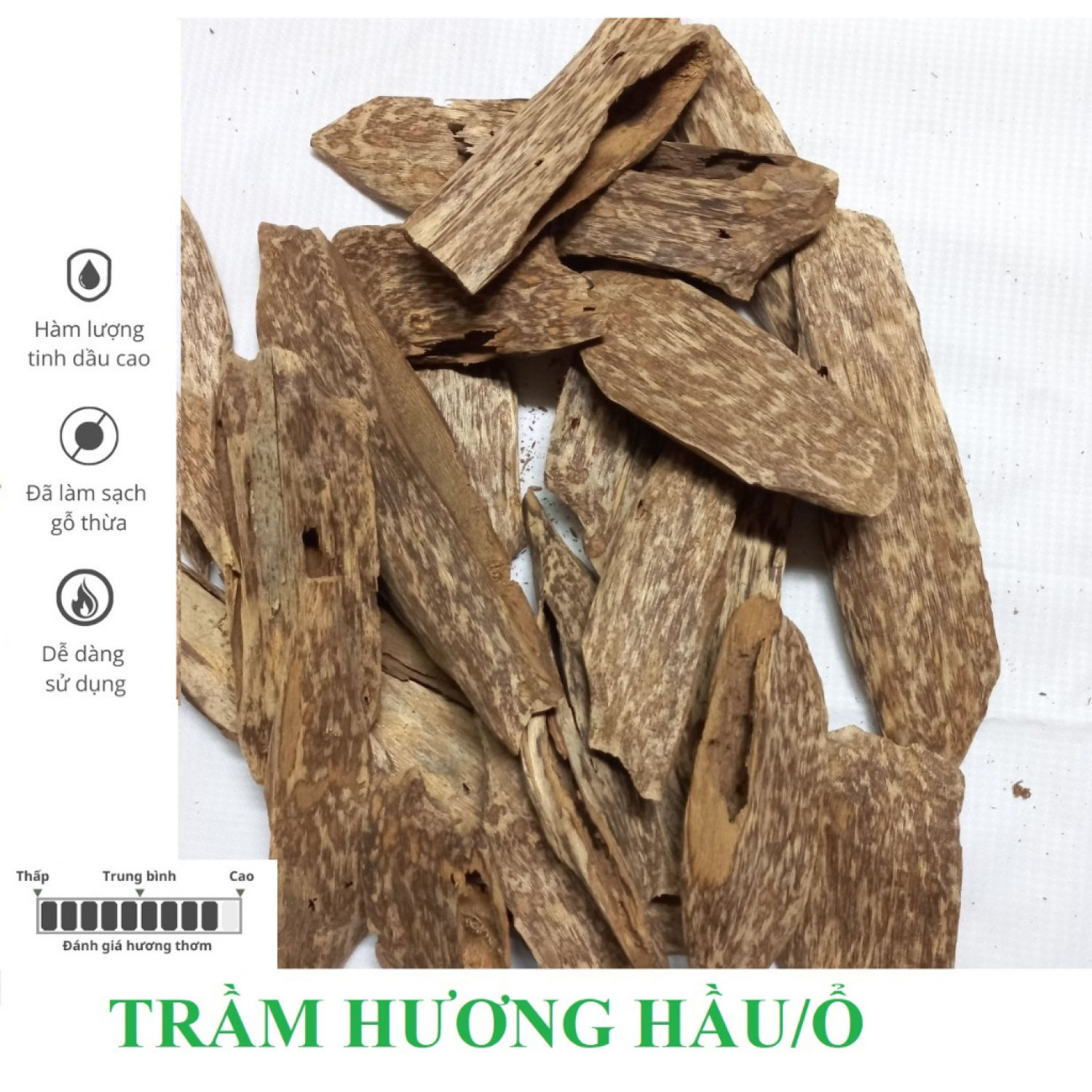 Trầm Hương Hầu Và Trầm Dăm - Trầm hương miếng xông nhà, trầm Đại Lộc - Quảng Nam -Tặng 5 viên thang