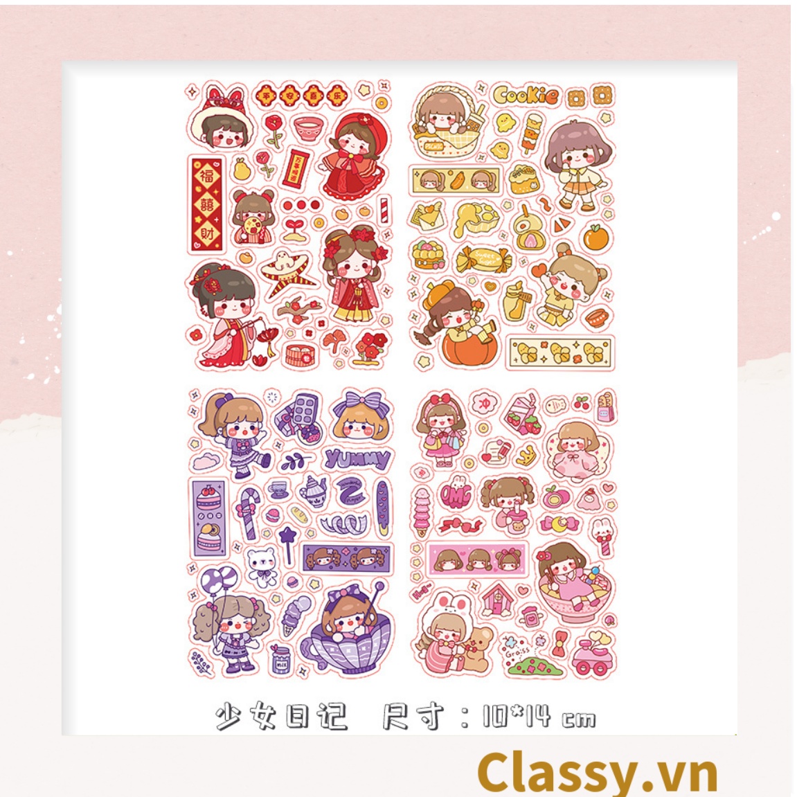 Classy Hình dán trang trí, sticker dễ thương, sticker dán laptop, điện thoại, tập, sổ, bình nước nhiều họa tiết PK1325