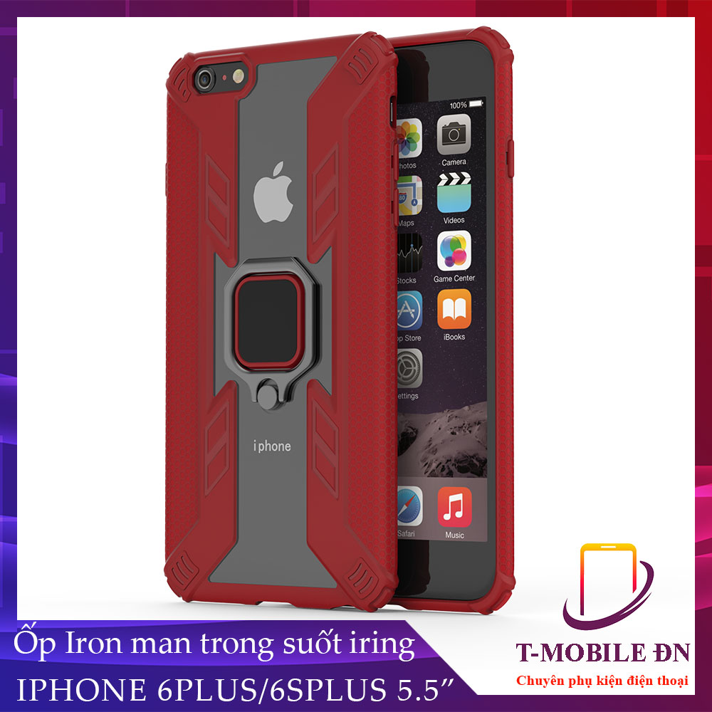 Ốp lưng dành cho iPhone 6 Plus / 6s Plus iRON MAN IRING TRONG SUỐT Nhựa PC cứng viền dẻo chống sốc