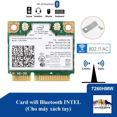 Card wifi Bluetooth INTEL AC 7260 7265 8260 8265 9260 9560 AX200 (cho máy tính xách tay) (10)