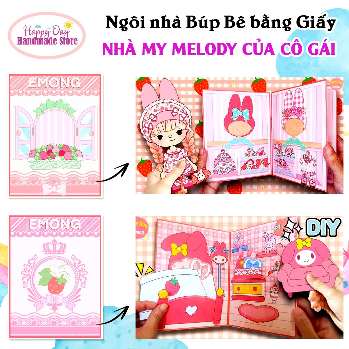 Ngôi nhà búp bê giấy My Melody của cô nàng búp bê - SET giấy tự làm - Đồ chơi giấy cho bé - Búp Bê Giấy