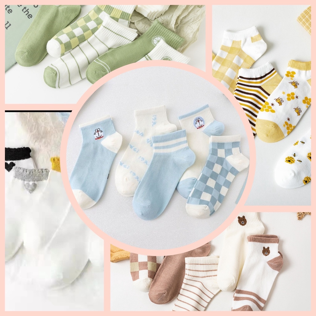 ▥☸ Damensocken/Damenshortssocken - Mehrfarbige Socken mit niedlichen Mustern im koreanischen Stil Molangshop