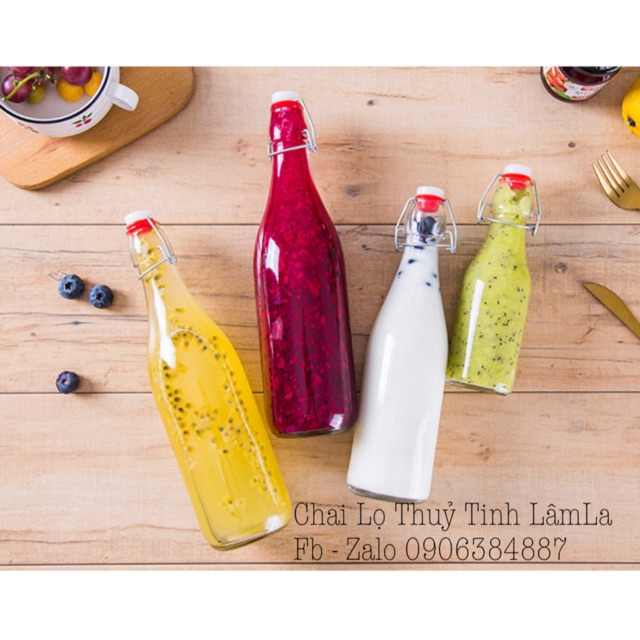 Chai Thuỷ Tinh Tròn Gọng Sắt 250ml - 500ml - 1000ml | Ngâm Củ Sâm , Đựng Nước Ép Trái Cây , Sữa Hạt