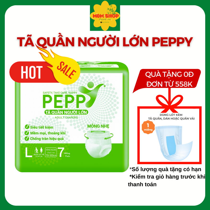 Combo 6 gói Tã bỉm quần người lớn Peppy size M8/L7/XL7 miếng/gói