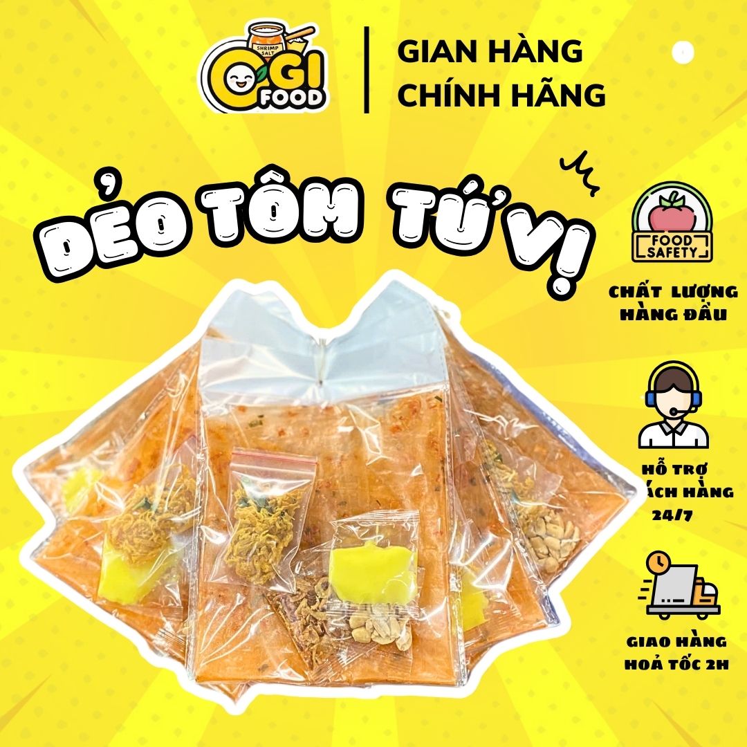Bánh Tráng Dẻo Tôm Tứ Vị - Khô Gà - Bơ - Đậu Phộng - Ăn Vặt OGI FOOD