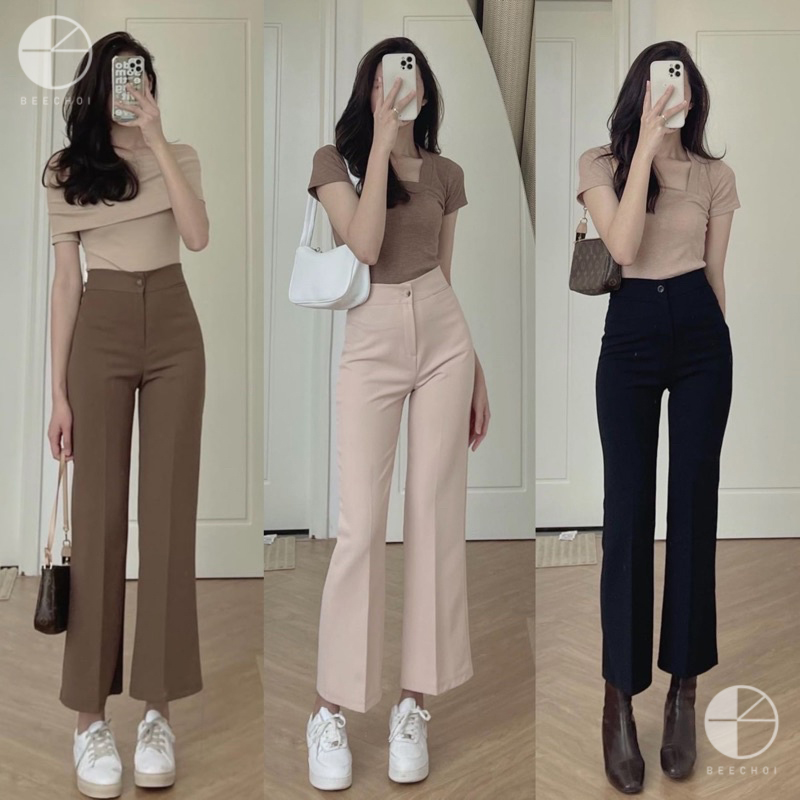 Quần suông loe chất tuyết mưa dáng lỡ LO66
