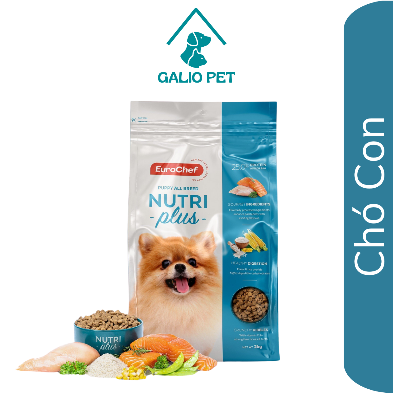 Thức ăn hạt Chó Con EuroChef Nutri Plus Puppy- Thức ăn đến từ Châu Âu