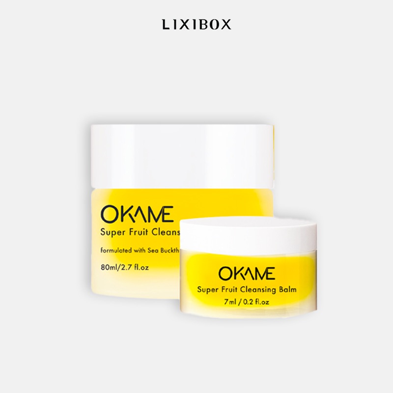 [20.01-02.02 - TẾT SALE HẾT] Combo Sáp Tẩy Trang cho da nhạy cảm và mẹ bầu Okame Super Fruit Cleansing Balm Fullsize & Minisize