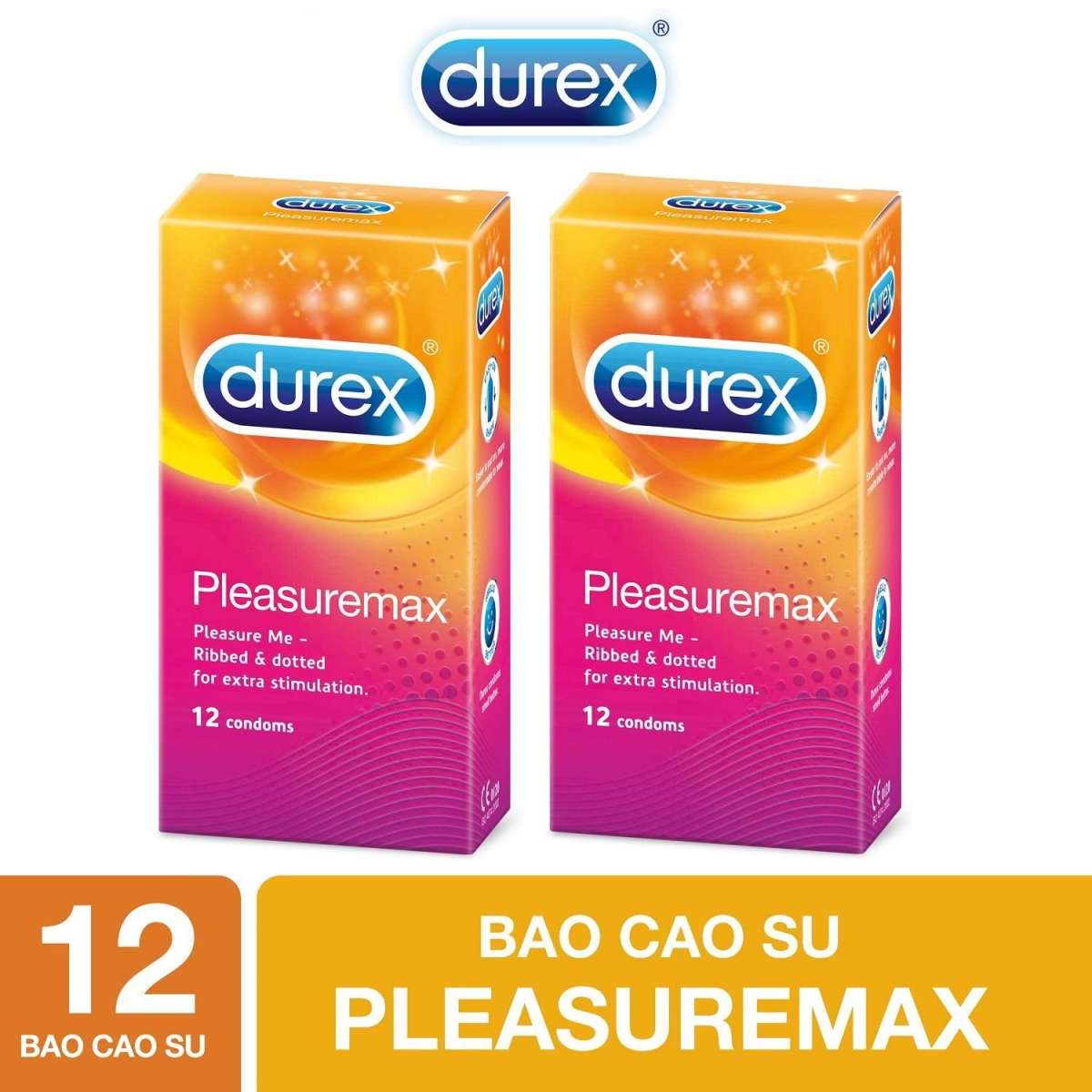 Combo 2 hop Bao cao su Durex Pleasuremax gân gai 24 bao