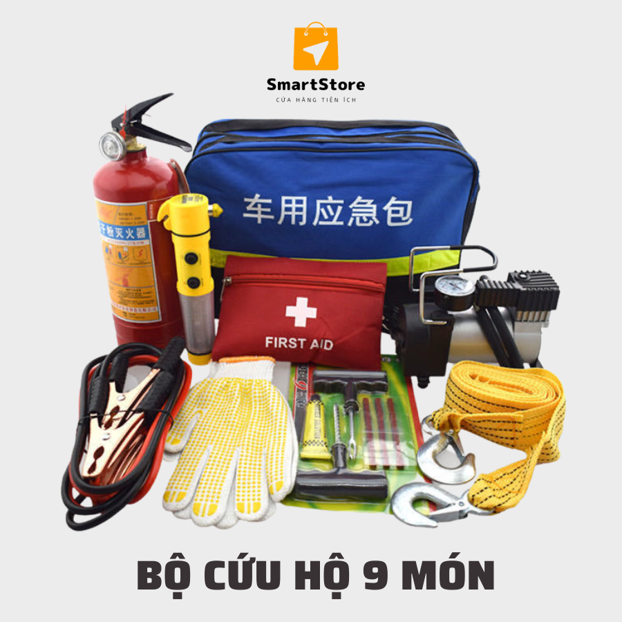 Bộ dụng cụ cứu hộ 9 món dành cho xe ô tô đa năng tiện dụng