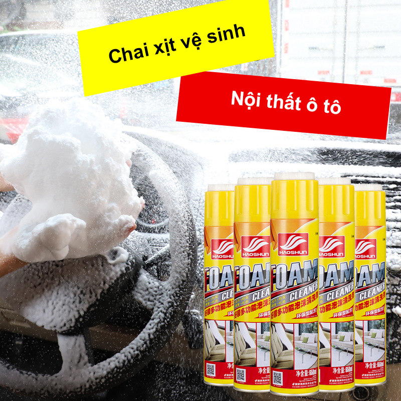 Dung dịch vệ sinh Nội thất - Chai xịt làm Sạch ghế da - Bình xịt Xóa vết bẩn xe hơi - Bọt tẩy rửa đa năng trên Ô tô - Hương chanh thơm mát - Công nghệ MỸ - Trừ khử vết bẩn tận gốc - LIMIDI NHẬP KHẨU