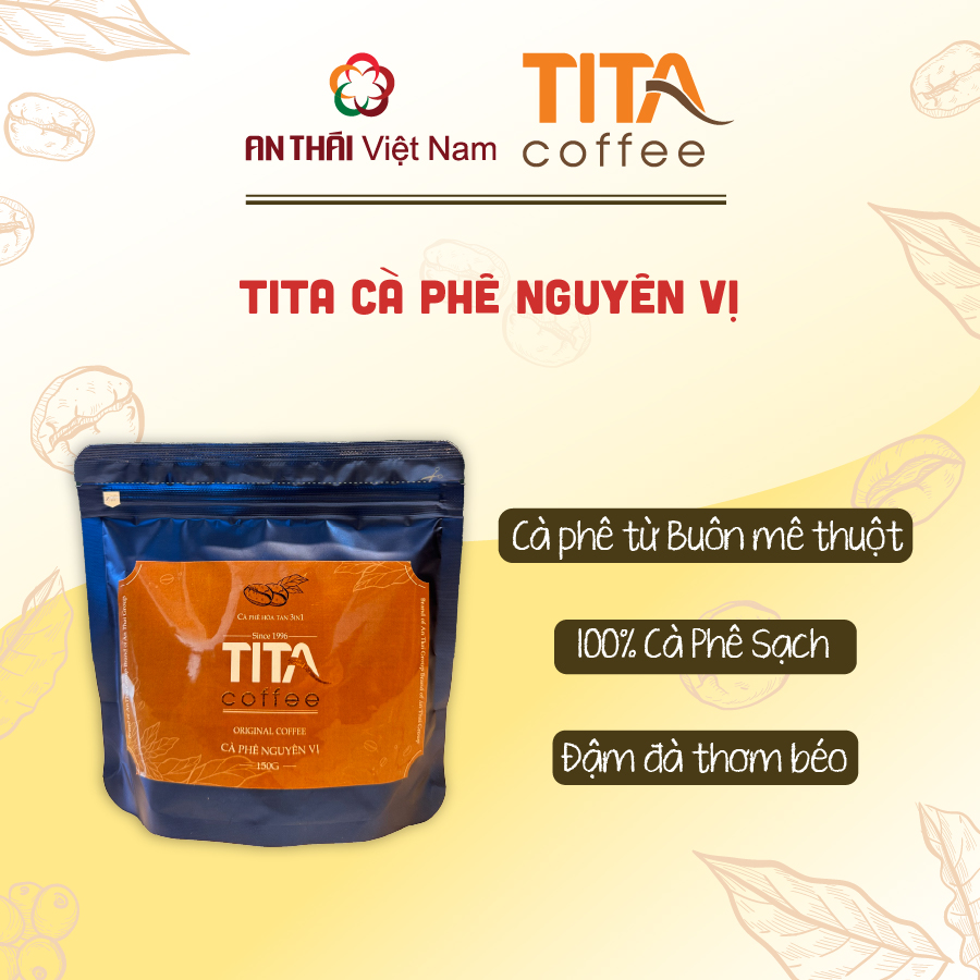 Cà phê hòa tan Tita 3in1 nguyên vị - thơm ngon đậm đà - 150gram