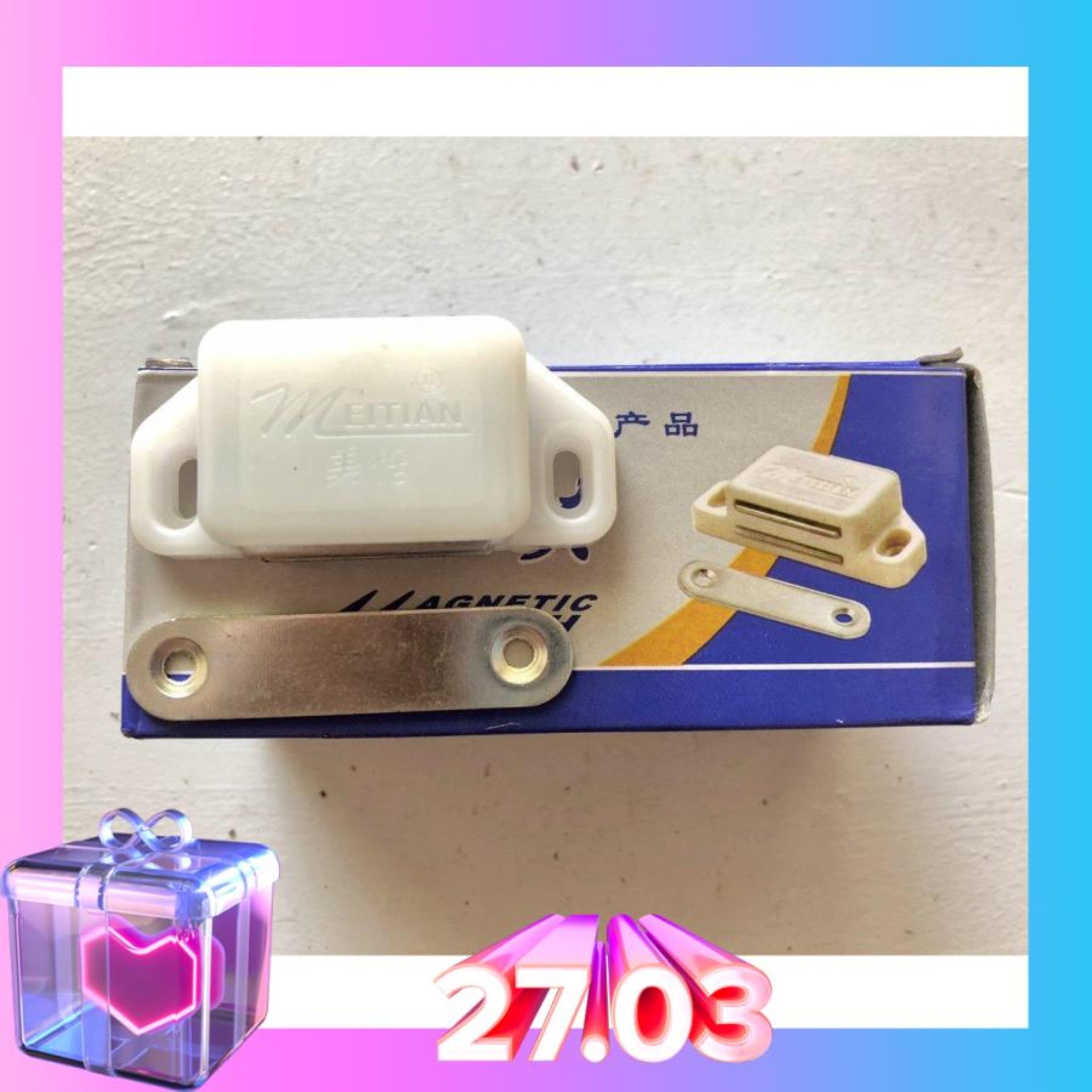 Hộp hít cửa tủ bếp nam châm trắng sứ to 12 cái-Hộp Hít Cửa Tủ Bếp- Hộp Hít Cửa Cánh Trạn