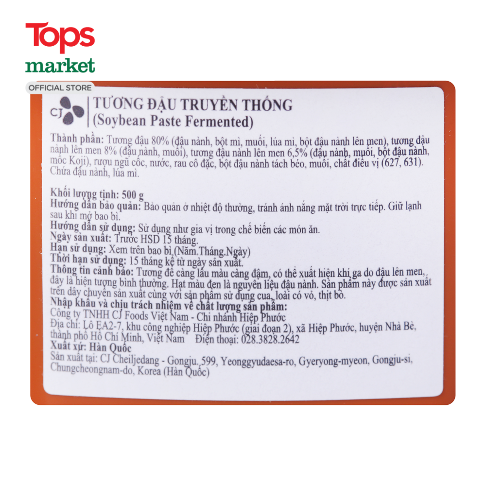 Tương Đậu Truyền Thống CJ 500G