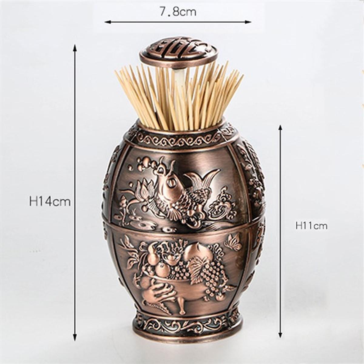 Lọ đựng tăm bằng đồng cho phòng khách sang trọng