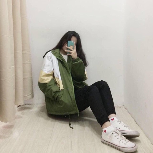 Áo khoác dù phối màu