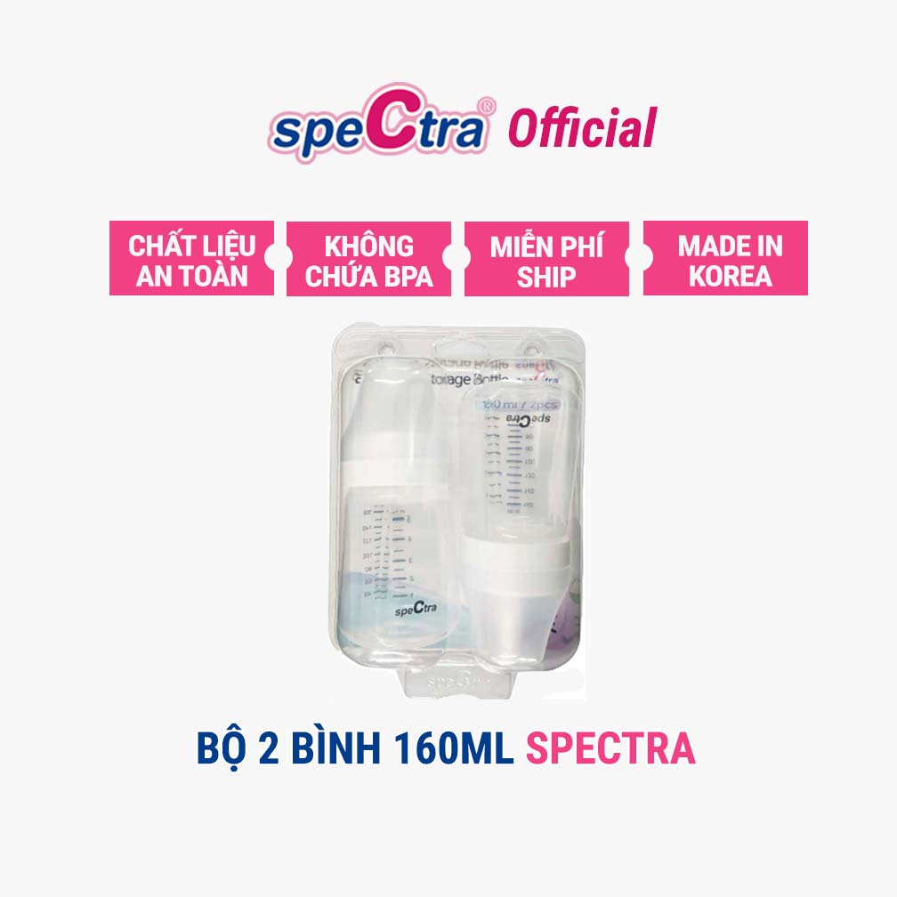 Bộ Hai Bình Trữ Sữa PP Cổ Rộng Spectra 160ml